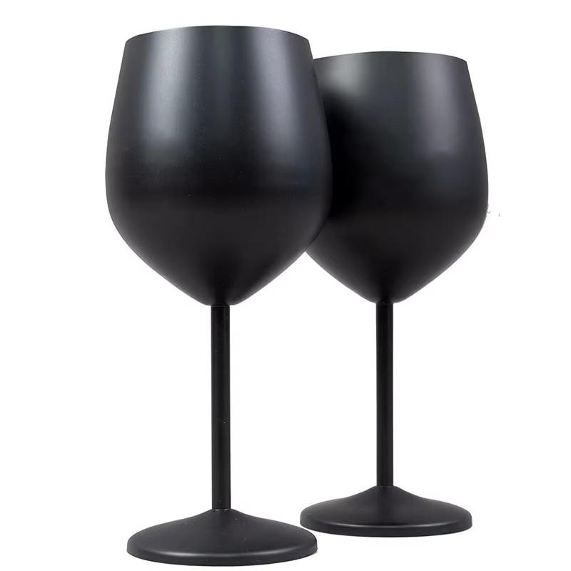 1Pcs Stainless Steel Wine Glases Black Plating Vodka Cup Juice Liquor Champagne Goblet 18oz Tumbler Party Wedding Drinkware