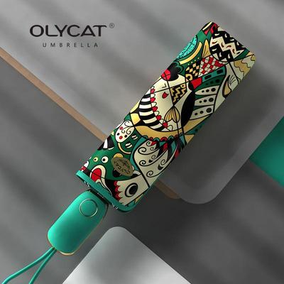 OLYCAT Automatischer Kompakter Regenschirm für Damen - UV-Schutz, Doppelte Nutzung bei Regen oder Sonnenschein, Tragbarer Sonnenschutz