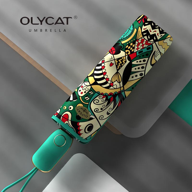 OLYCAT Automatic Compact Umbrella for Women - UV Protection, Rain or Shine Dual-Use, Portable Sunshade