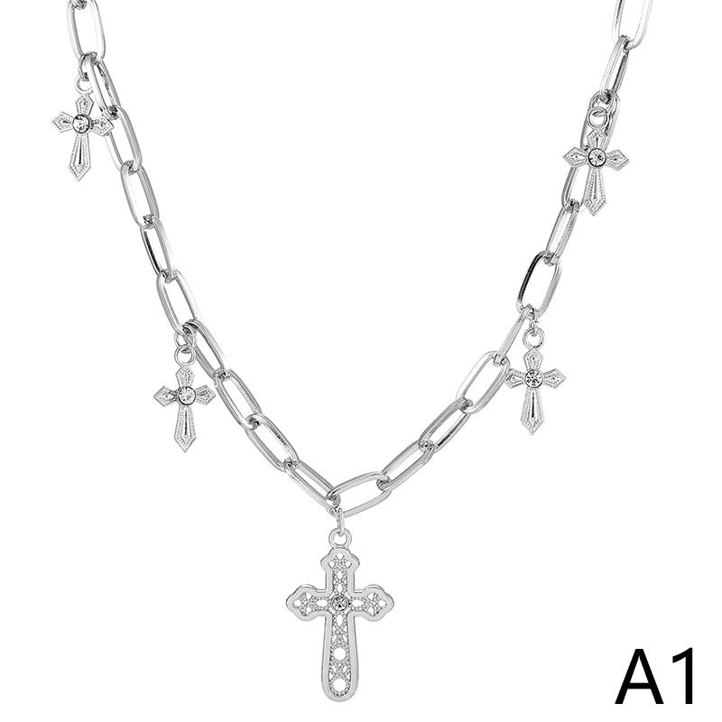 Retro náhrdelník Křesťanský kříž klíční řetízek Sladký punkový přívěsek
