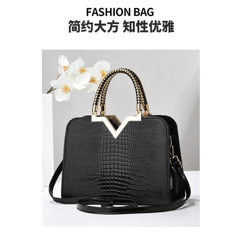 Women’s Large Capacity Crocodile Pattern Top Handle Bag, Light Luxury High-End All-Match Shoulder Crossbody Fashion Purse
