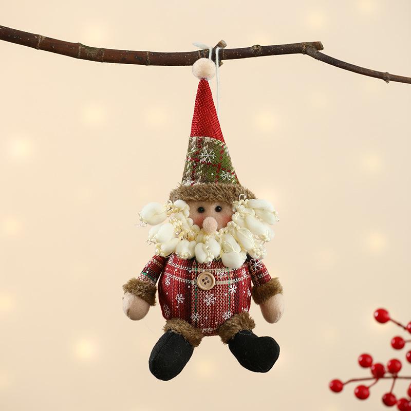 Plaid Christmas Fabric Doll Ornaments: Santa, Snowman & Reindeer