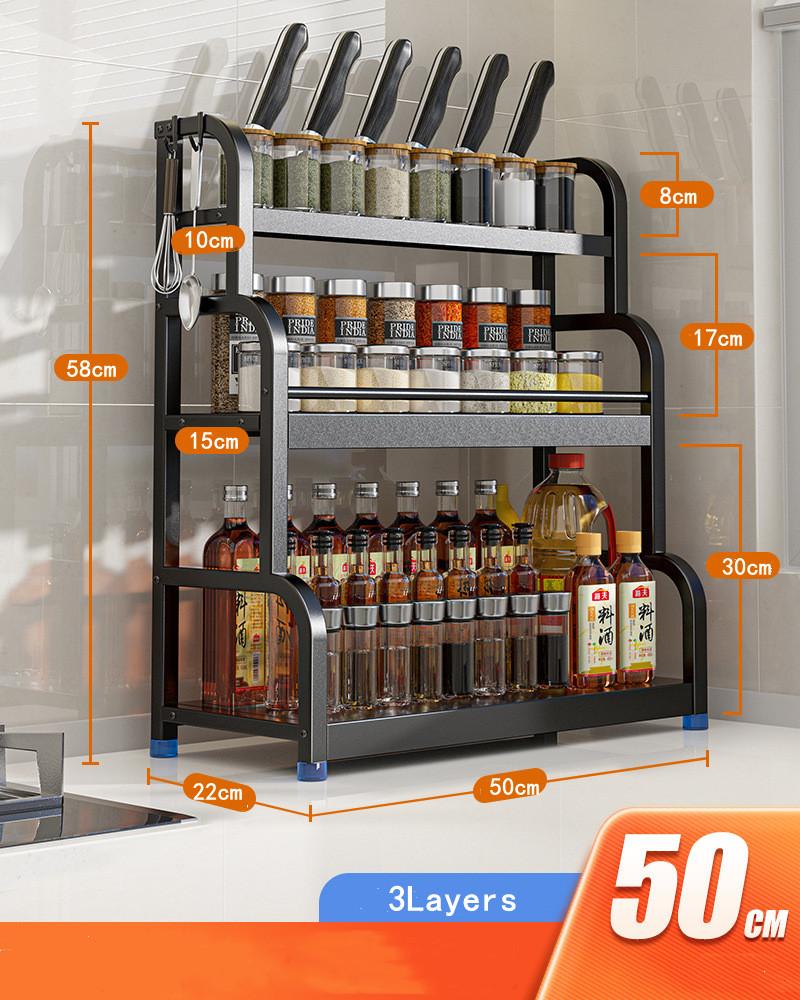 2Layers 3Layers Stainless Steel Kitchen Storage Rack Seasoning Chopsticks Shelf Organizer Knife Jar Household Accessories