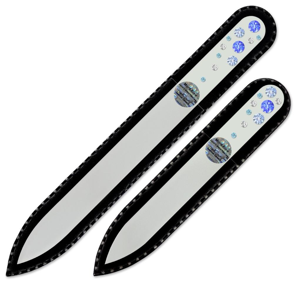 Set med 2 vita kristallnagelfilar med kristaller WW-MS