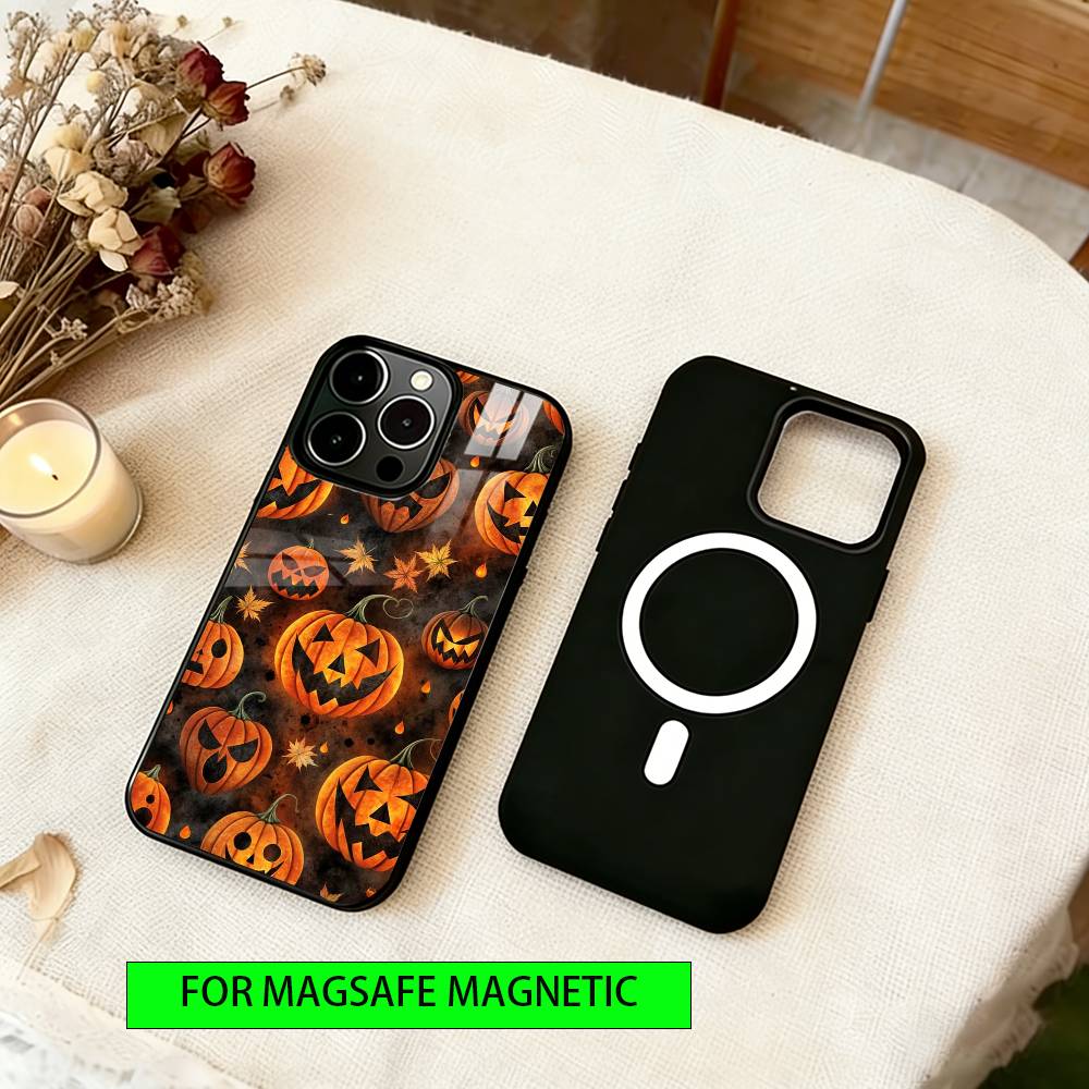 

Halloween Pumpkin Head Phone Case For iPhone17,16,15,14,13,12,11 Plus,Pro Magnetic For Magsafe Wireless Charging iPhone17Pro