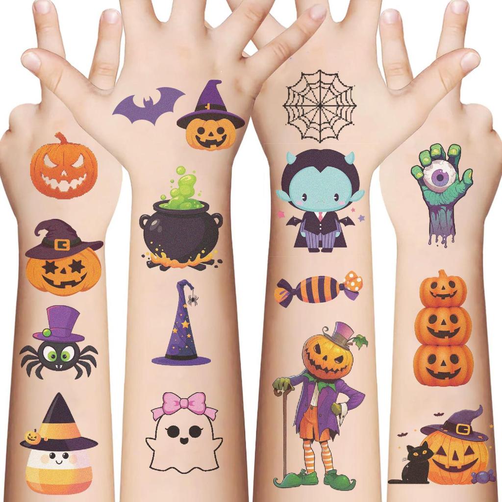 Halloween Graffiti Tattoo Aufkleber: 10 Blätter/Packung für Arm & Gesicht - Kreatives und lustiges Urlaubsspielzeug