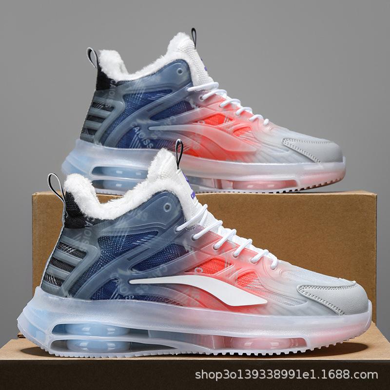 Runaway Shoes Students Winter High-top Velvet Sports Shoes Rotating Buckle Air Cushion Tide Shoes 45 Men's Shoes Fashion Casual Tide Shoes