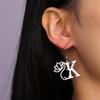 My Shape Beauty Flower Letter Drop Earrings for Women A-Z Alphabet Initials Lotus Stainless Steel Fashion Jewelry Kids Female