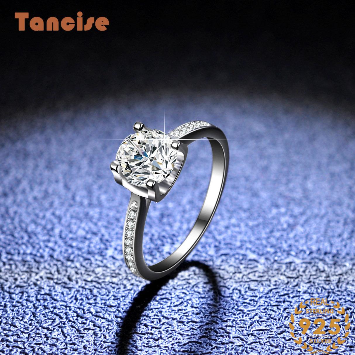 Tancise Classic Moissanite Silver Ring Ladies Jewelry Wedding Promise Party Gift_voghion.com