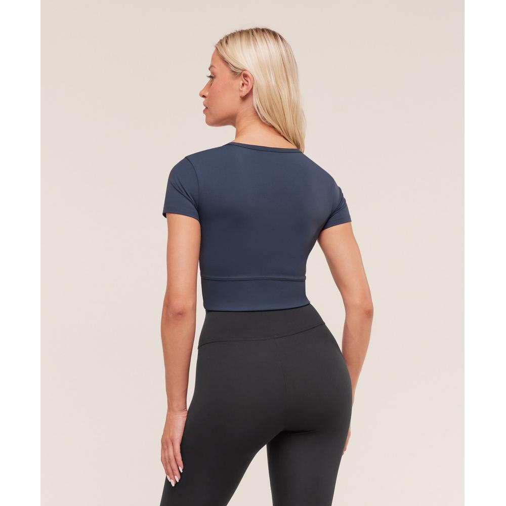 Gymshark Crossover Midi Top With Shelf Heavy Blue B4c3e Uctn