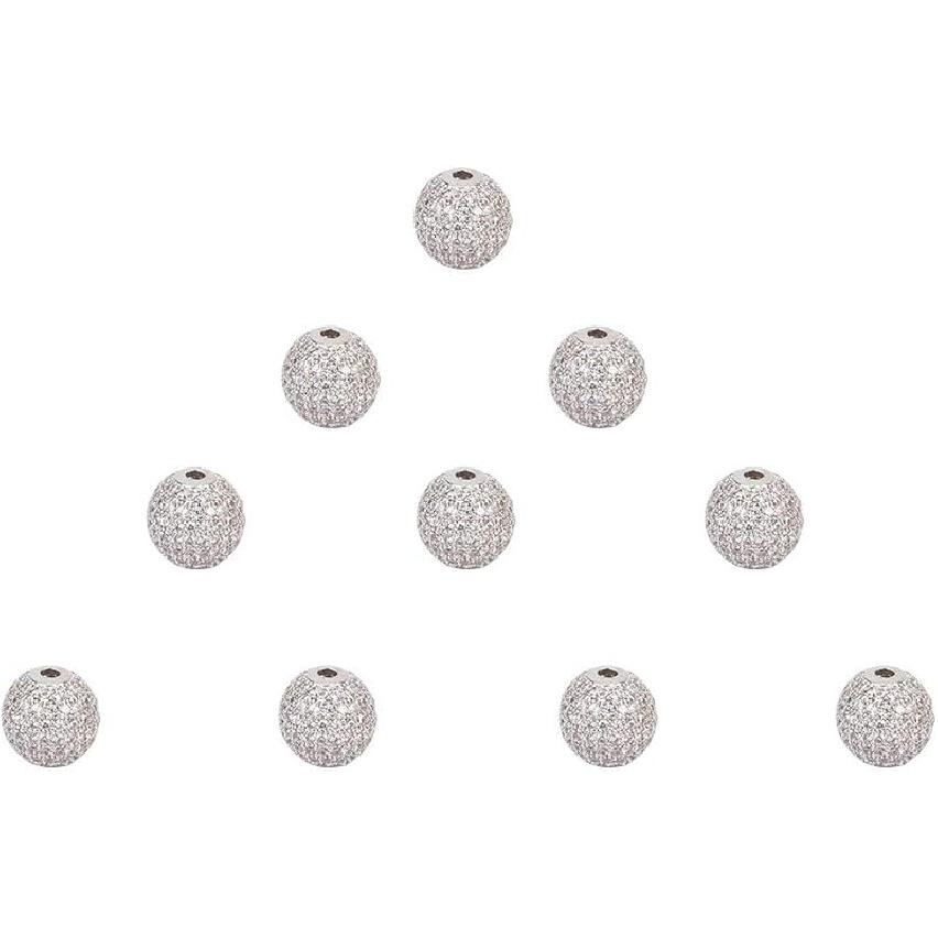 NBEADS 10 Stück Zirkonia Pavé Königskrone Perlen, 11x7mm Goldfarbe Armband Abstandshalter Charms Große Loch Lose Perlen für Armband Halskette DIY