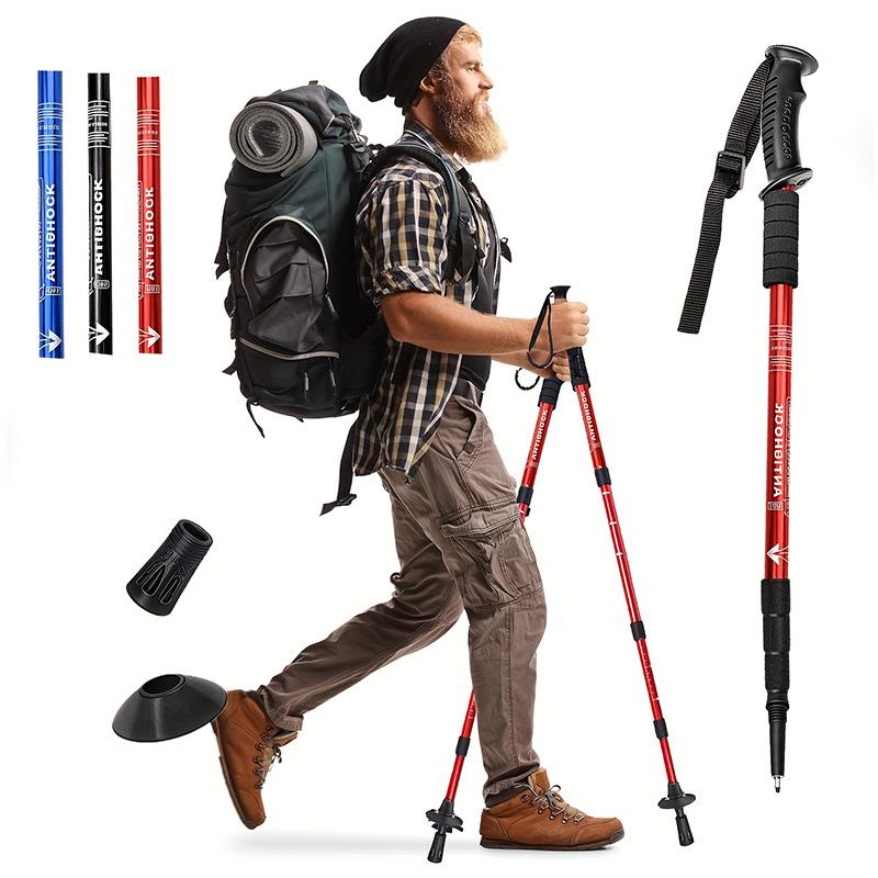 

Durable Rubber Trekking Pole Tip Cover for Outdoor Hiking and Wilderness Protection Red 4-Section Telescopic Adjustable