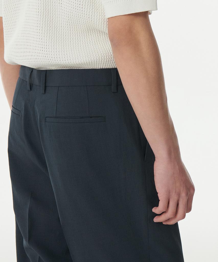 MUSINSA STANDARD Cool Touch To Tuck Wide Hidden Elastic Waist Slacks [Blue Gray]