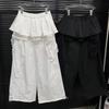 Young Women Lace Tiered Skirt Pants Baggy Wide Leg Trousers Y2k Lace Patchwork Pants  Lady