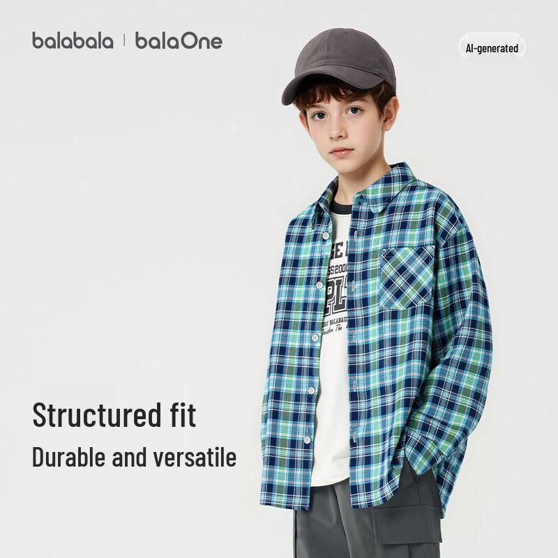 Balabala Kids' Plaid Long-Sleeve Shirt Jacket