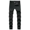 Pantaloni in denim con foro strappato Jeans da motociclista effetto consumato tinta unita Pantaloni lunghi skinny