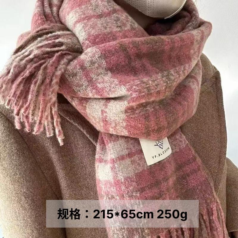 65 * 200cm Autumn And Winter New Women'S Versatile Simple Large Tassel Imitation Cashmere Double Sided Scarf For Warmth And Atmosphere, Shawl