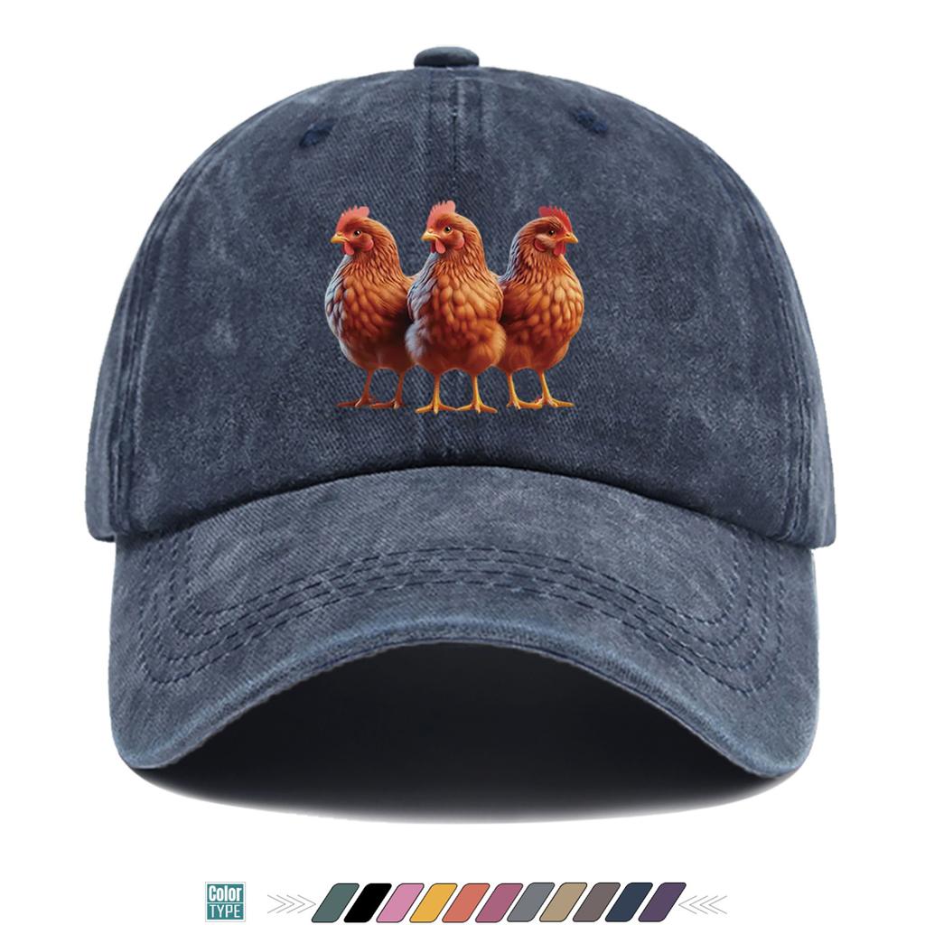 pc Three Brown Hens Pattern Print Baseball Cap Fashion Fun Animal Design Comfortable Breathable Duck Tongue Hat Unisex Adjustab
