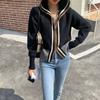Contrasting Color Hooded Knitted Cardigan Women's 2025 Autumn Design Sense Casual Outer Zipper Short Sweater Jacket