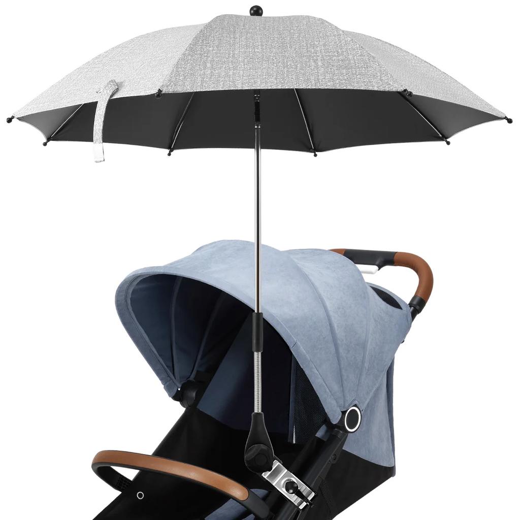 Beach Chair Umbrella UV Protection Baby Stroller Umbrella 360° Adjustable Chair Sunshade with Clamp Sun Rainproof and Windproof