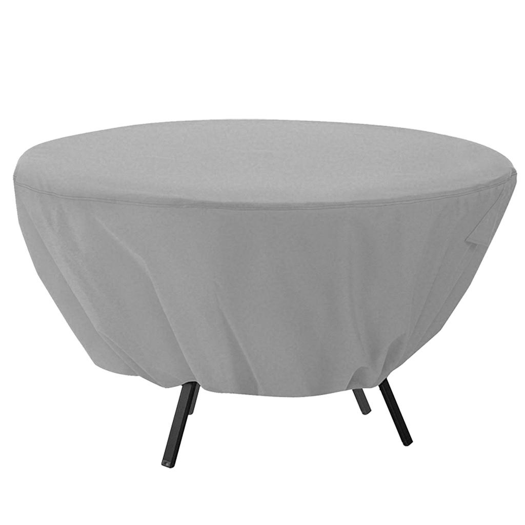 Round Table Dust Cover Outdoor Waterproof Garden Patio Furniture Covers(Gray)