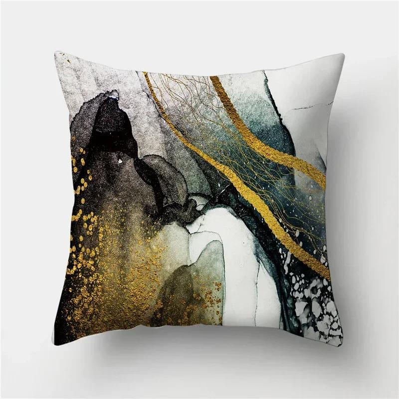 45*45 Marble Ocean Sea Pattern Polyester Throw Pillow Living Room Cushion Cover Home Decoration Sofa Decorative Pillowcase