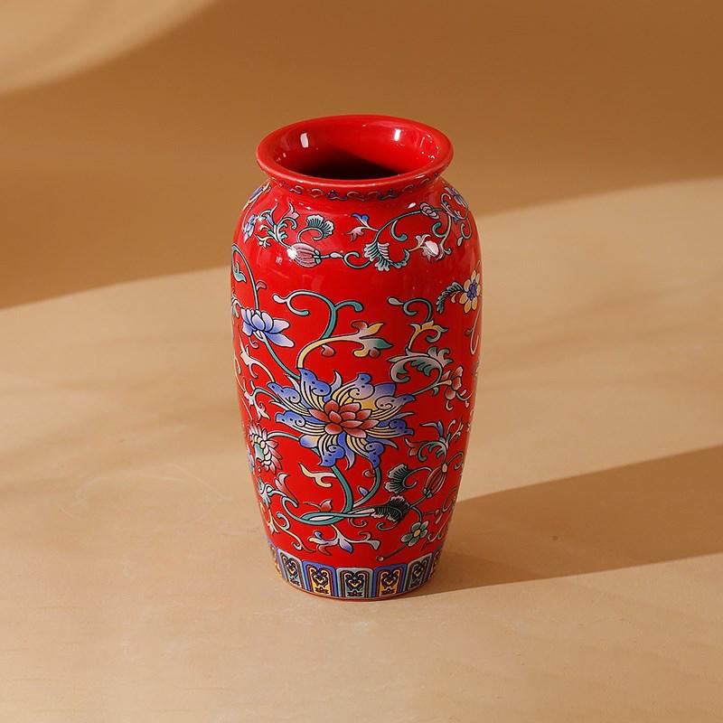 Small Ceramic Vase for  Handmade Elegant Vintage Chinese Painting  Enamel Glazed Porcelain Decorative Vases for Office Home