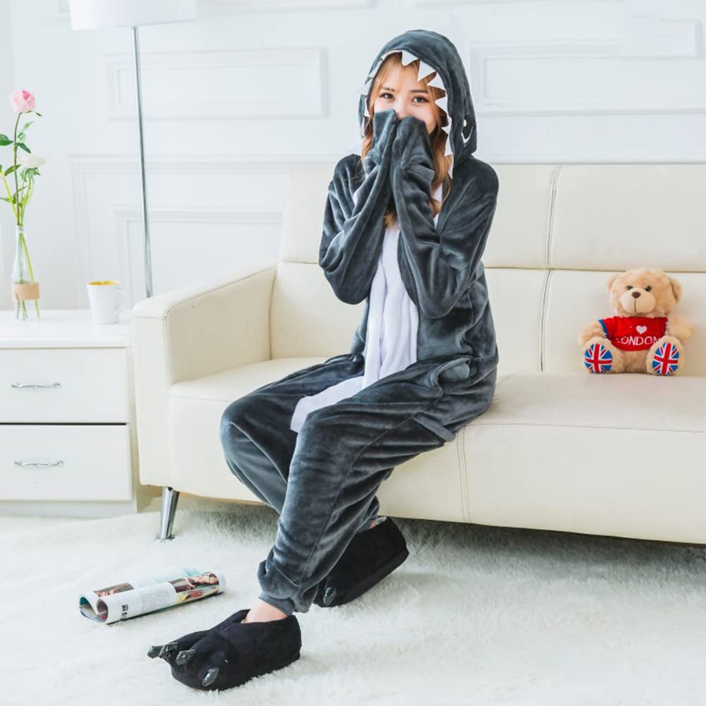 Moerstar Shark Kigurumi Pajamas for Adults, Loungewear, Animal Cosplay Costume, Unisex, Soft, Cute, Character, Halloween, Party Costume (Size M)