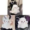 Plush Ghost Cartoon Student Backpack With Storage For Daily Use Girls