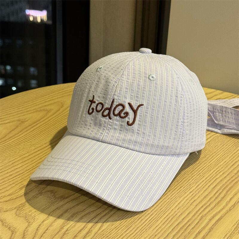 Striped letters embroidery straps bow cap women's spring and summer small fresh and breathable sunshade baseball cap