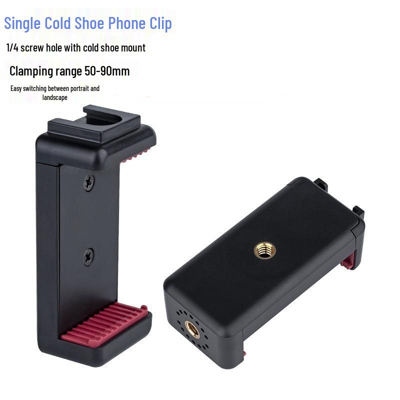 Universal Phone Holder with Cold and Hot Shoe Mount for Vlogging and Live Selfie Videos