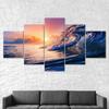 Surf Wave Seascape Beautiful Sunset Scene 5 Piece Five Panel Wall Canvas Print Modern Art Poster Picture Home Decor Gift For Him For Her