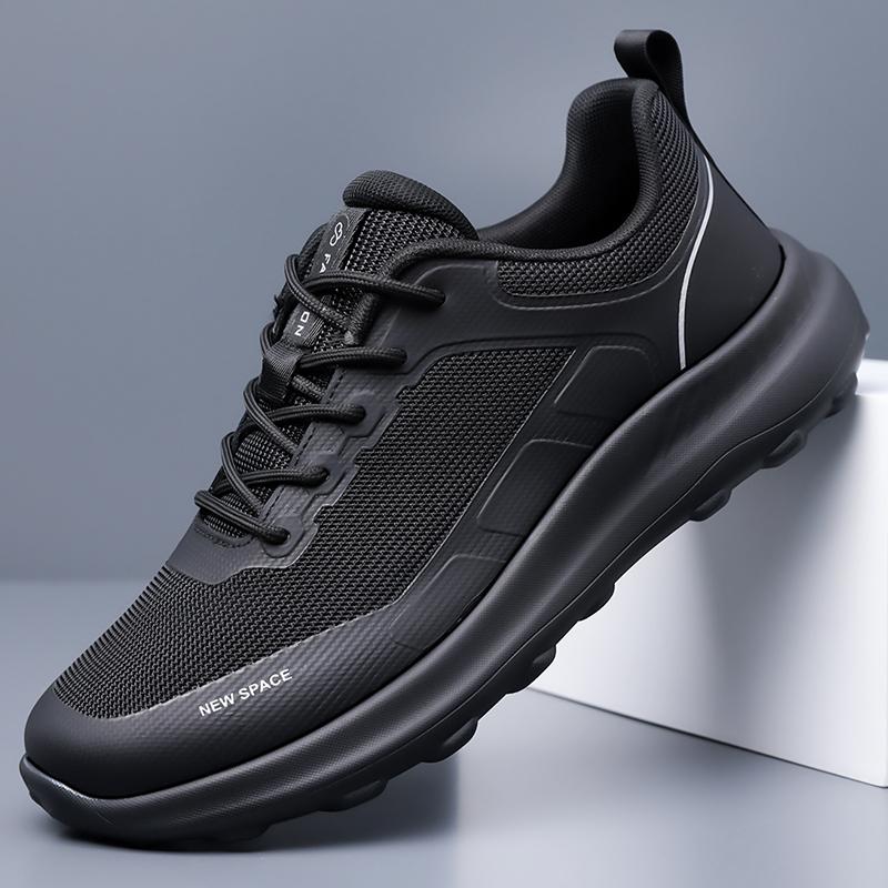 

Модные легкие уличные кроссовки для ходьбы для мужчин, нескользящие, удобные, спортивные кроссовки для бега, мужские дышащие сетчатые спортивные кроссовки 44 чёрный