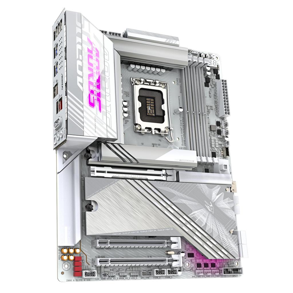 GIGABYTE Z890 AORUS ELITE X ICE Motherboard Supports Intel Core Ultra Phase up to 9500MHz DDR5 1xPCIe 4xPCIe and Thunderbolt - (Series 2) CPU, 16+1+2
