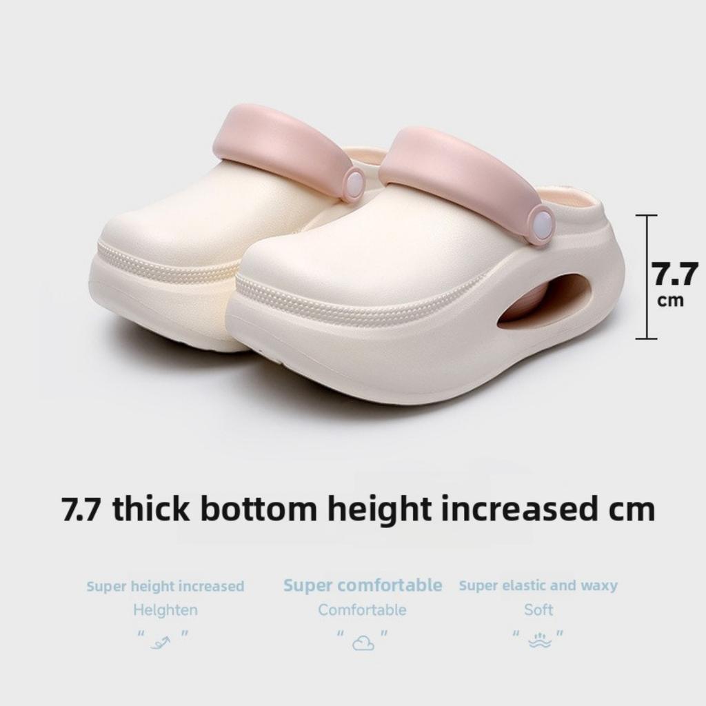 7,7 cm tjocka sulor höjdökande hålskor för kvinnor, halkfria tjocka EVA-tofflor för utomhusbruk, andningsbara på sommaren