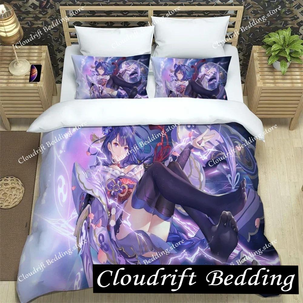 Genshin Impact Element Duvet Cover Set Cartoon Bedding Set Bedroom Dormitory Soft Single Double Duvet Cover For Boys