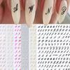 6 Sheets 3D Retro English Letters Nail Art Stickers, 6 PCS 3D Self-Adhesive Black Gold Silver Colorful Alphabet Design Nail Decals Personalized