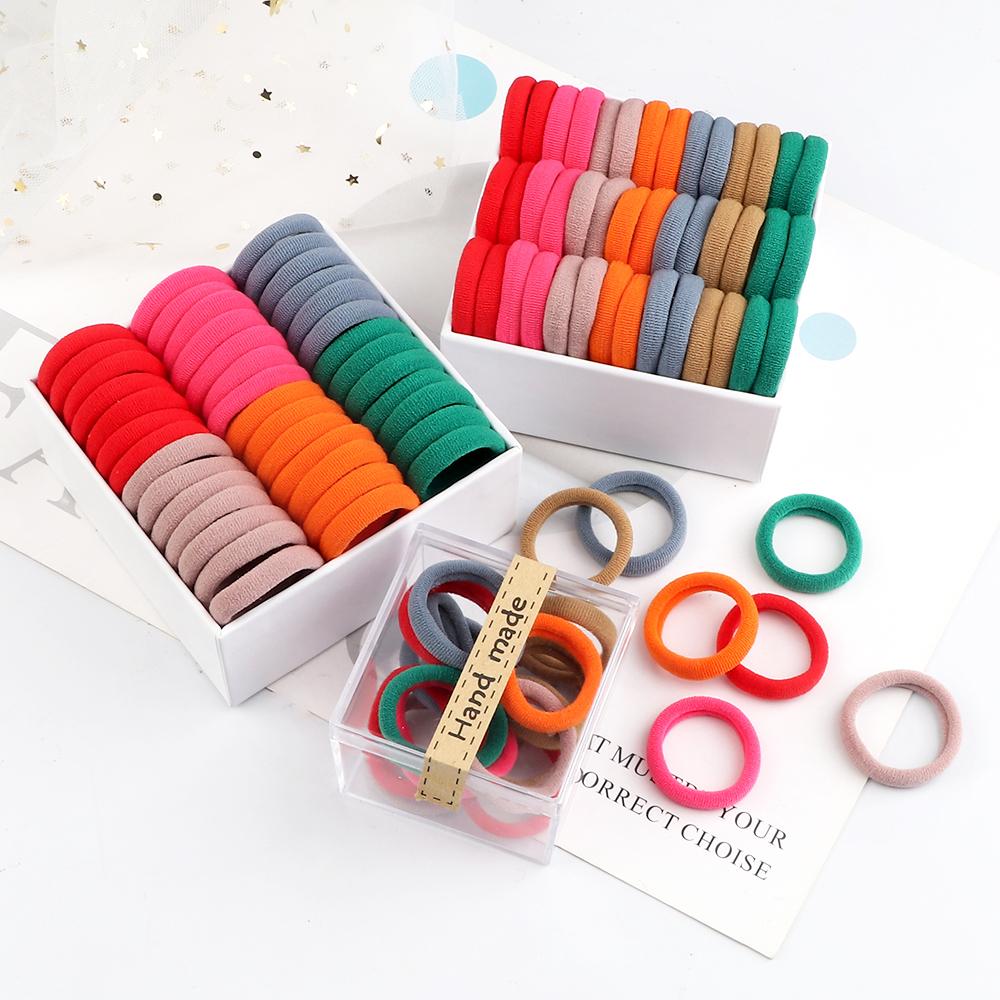 200PCS/Set Elastic Kids Basic Hair Bands Tie 3cm Dark Colors Headwear Don't Hurt Hair Headband Hair Accessories Holder