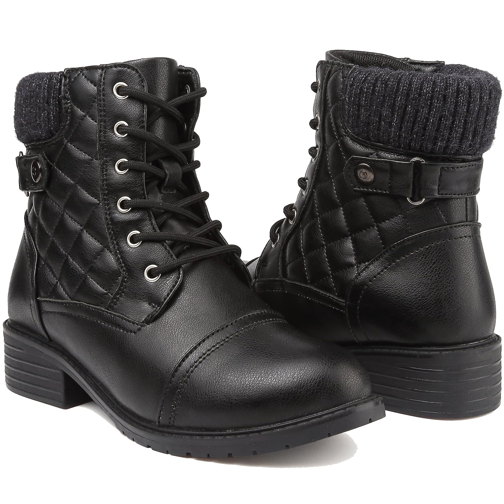 

Удобные Короткие Мотоциклетные Водонепроницаемые Кожаные Ботильоны на Платформе для Женщин [todaysunny] Женские Ботинки, Ботинки, Черные Высокие на Шнуровке, Мода, чёрный