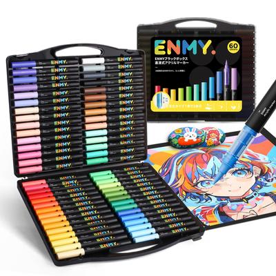 Black Box Direct Ink Acrylic Skin Art Brush for Color Pens 60-Color Set, Markers, Water-Based, Tones, Markers, Pens, Art, Comics, Fabric,