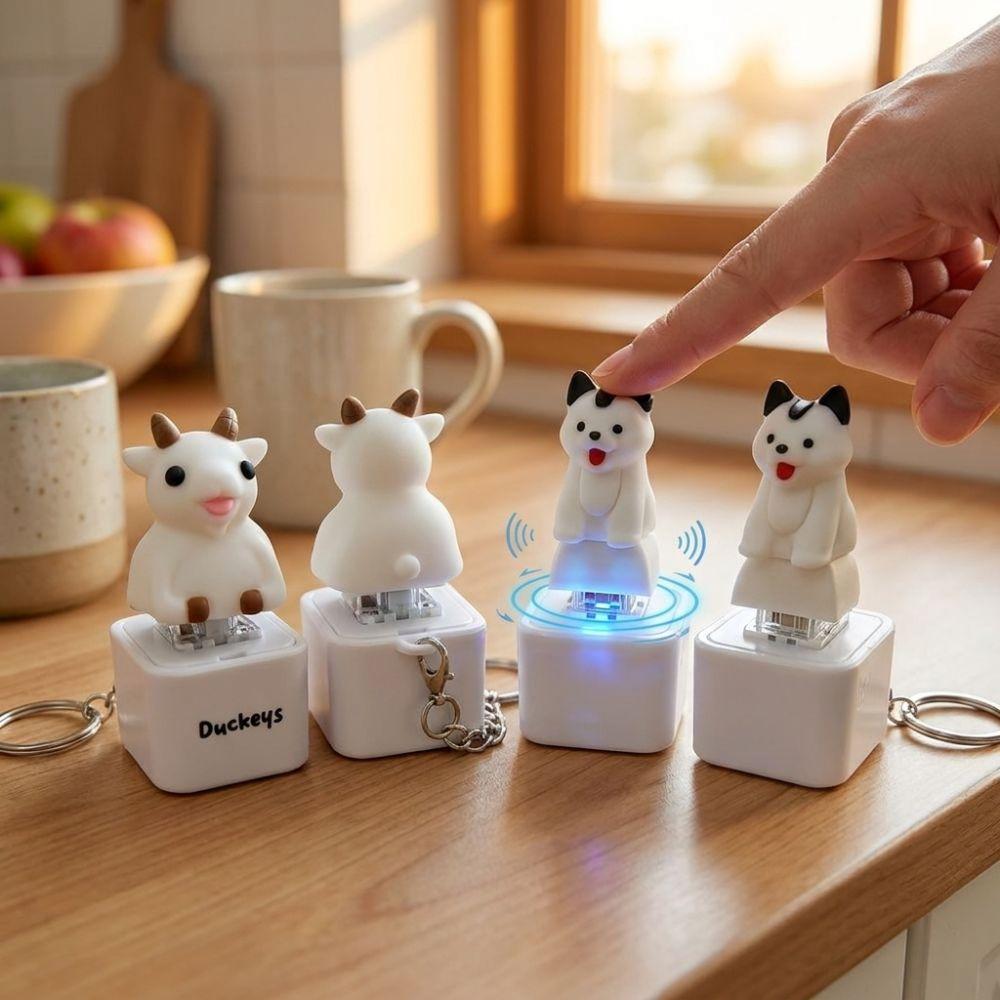 Glowing Animal Sound Light Fidget Keychain Rechargeable Fidget Button Key Chain Backpack Pendant
