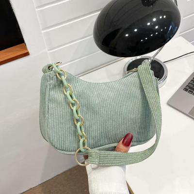 Damen Kord Schultertasche Stilvolle Handtasche mit oberem Griff Halbmond Handtasche Einfache Achseltasche für Einkaufen Pendeln Date