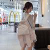 Mochila Amarillo Crema Rayas de Estrella Empalmado Encaje Encaje Orejas de Conejo Color Claro Suave Mochila Linda para Estudiantes de Primaria y Secundaria