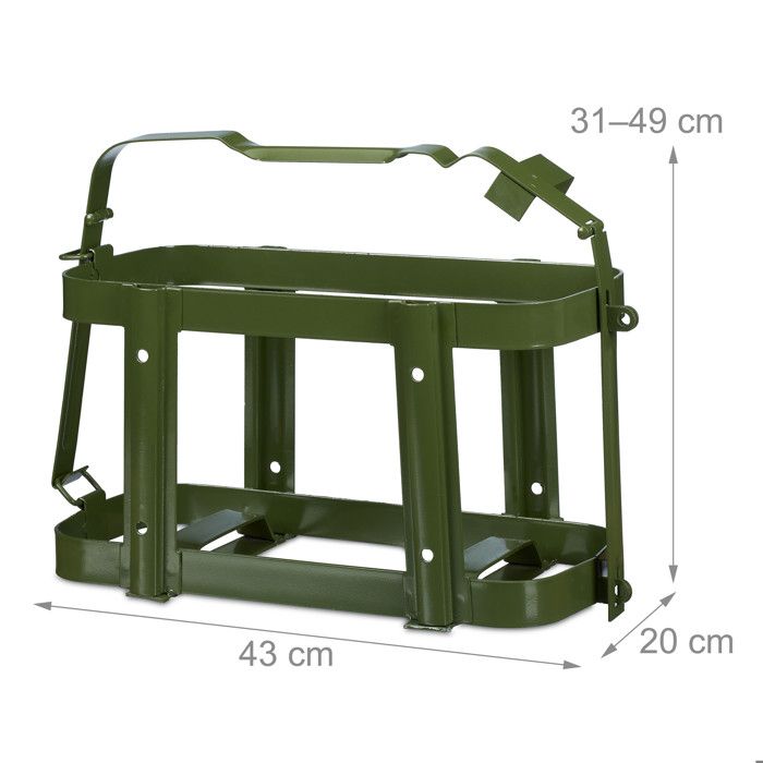 Relaxdays Porte-jerrican Pour Voiture, 10 & 20 L, Bidon D’essence, Métal, Jerrycan, Vert