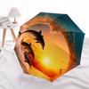 1pc Ocean Sunset Dolphins Wave Umbrella with Plastic Handle,Suitable for All Seasons Home Travel Outdoor UmbrellaDD345