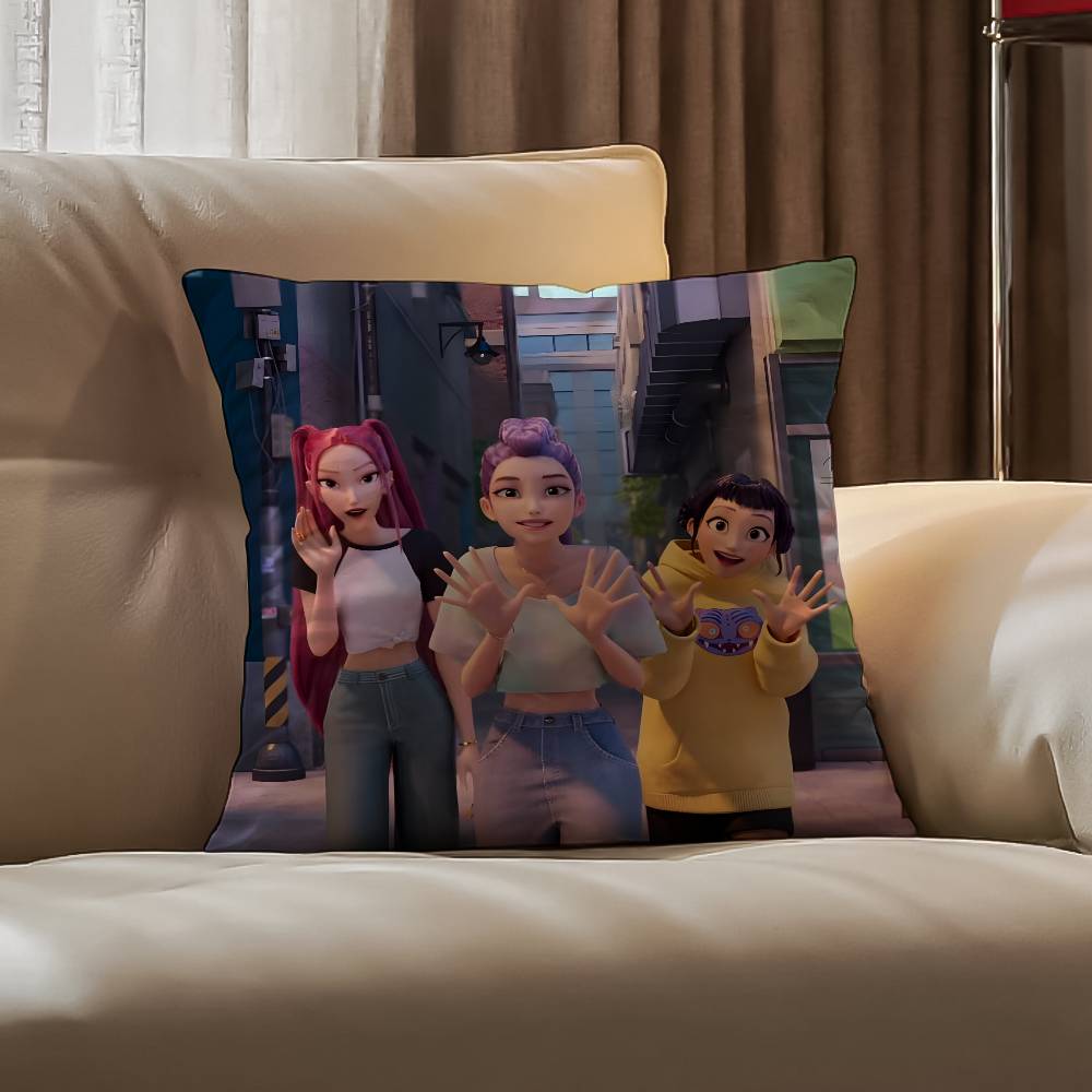 K-Pop D-Demon H-Hunters Pillow Case Anti-dustmite Pillowcase Invisible Zipper Silky Short Plush Sofa Cushion Cover