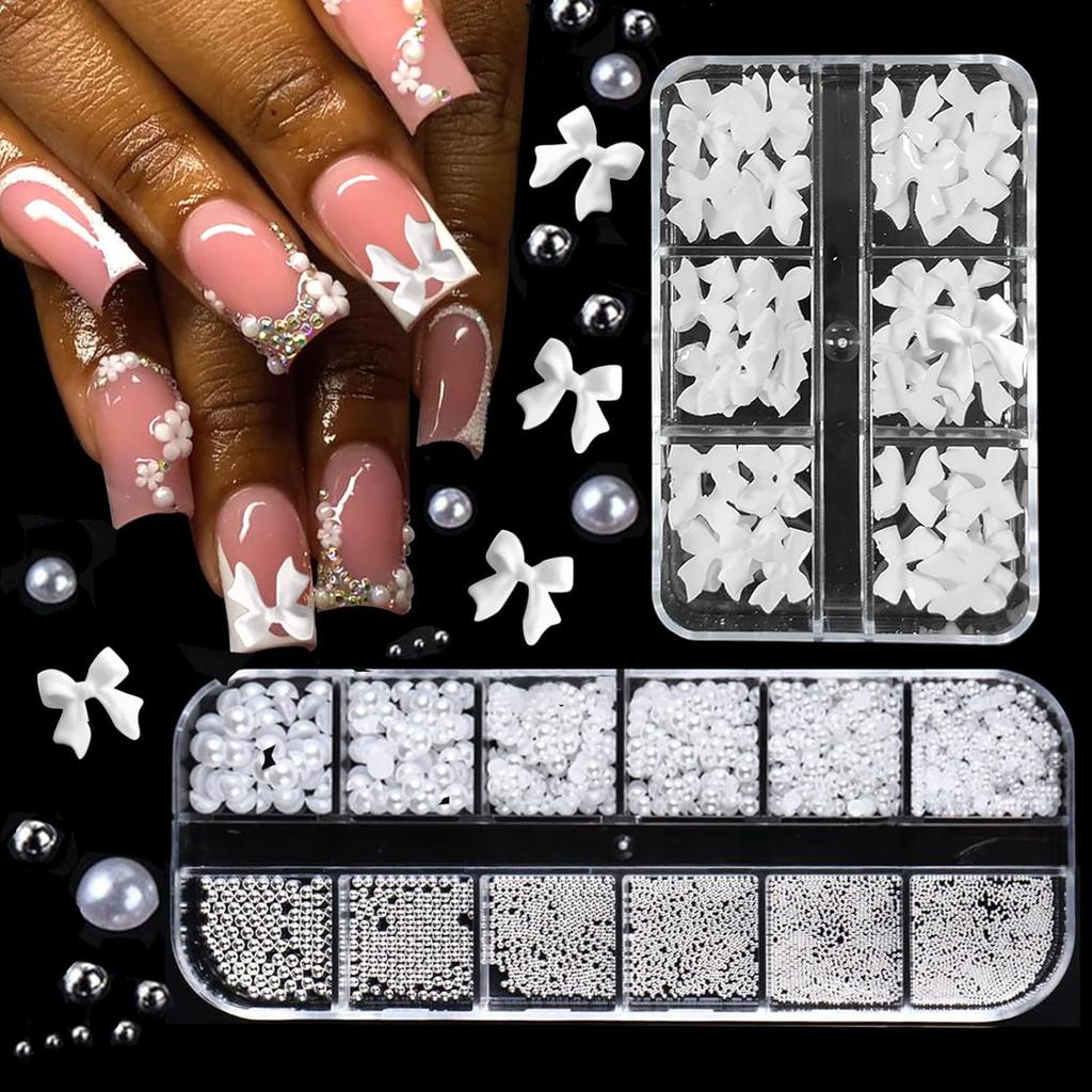 Nailart Schmuck Kleine Blume Aurora Schleife Perle Niete Kleine Accessoires Super Flash Kleiner Diamant 12 Gitter Gemischtes Nagelset