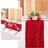 2pcs Red Cheesecloth Table Runner Boho For Baby Shower Wedding Party Birthday