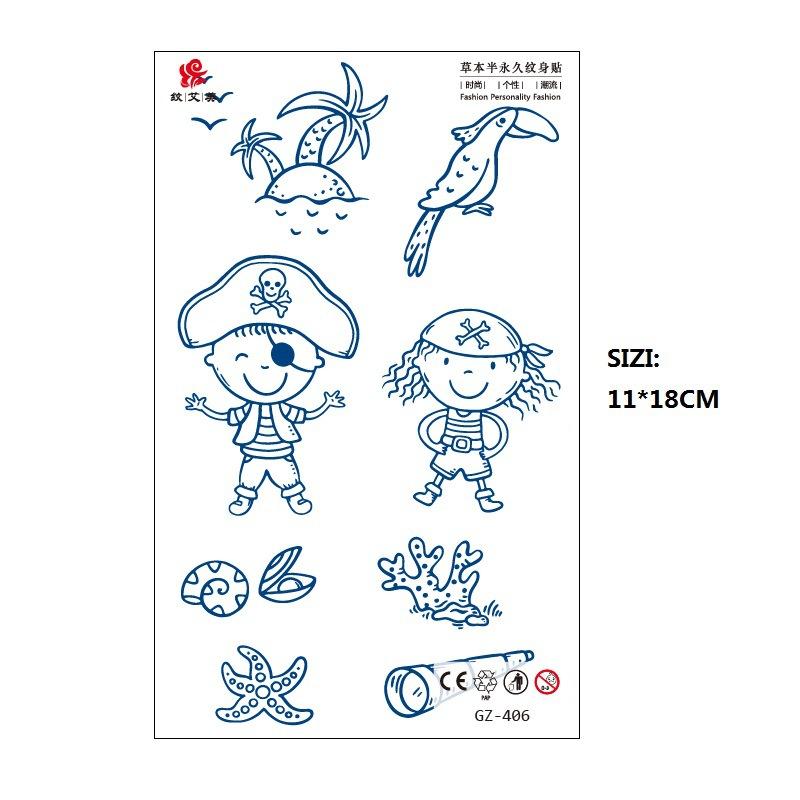 Herbal Juice Long-Lasting Non-Reflective Tattoo Sticker Gradual Change Non-Reflective Gz Series Keep For 15 Days