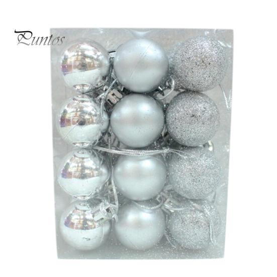 Puntos 24st 3cm Plast Julgranskulor Kulor Hem Party Hängande prydnader